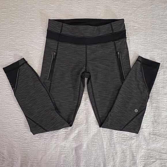 Lululemon Inspire Tight II 25" Heathered Black Luxtreme Mesh Running Leggings 6 - Picture 4 of 12